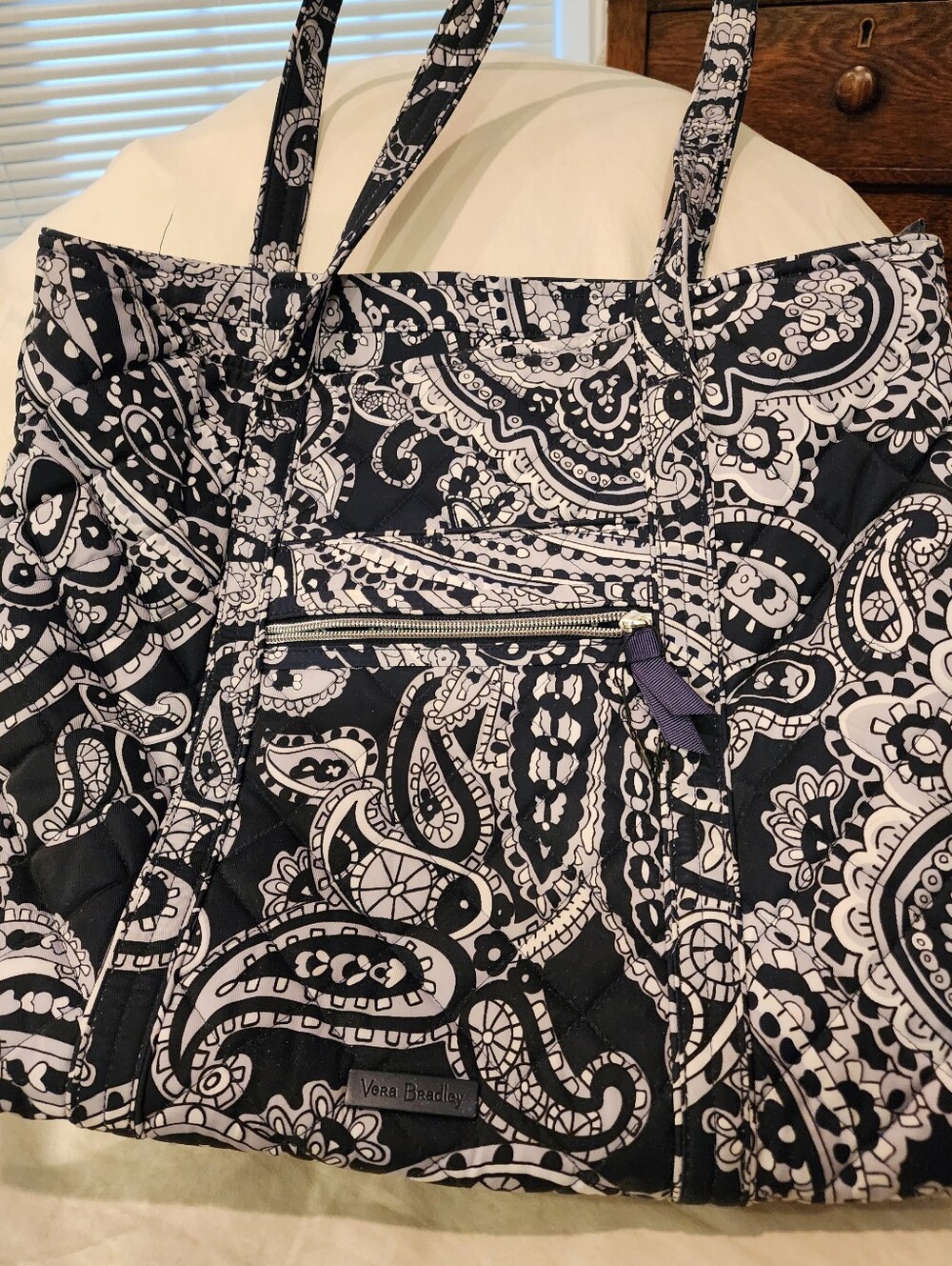 Vera Bradley Vera Tote in Dark Night Paisley Performance Twill